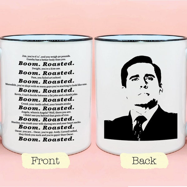 Michael Scott Boom Roasted WITH IMAGE Coffee Mug, The Office TV Show Inspired Gifts, The Office Fan Gift Idea, Michael Scott Paper Company