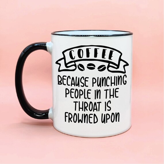 Funny Novelty Mug - 'I Love Sarcasm Punching People' Ceramic Coffee Tea Cup, 11 Oz, White