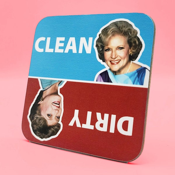 Goldene Mädchen sauber schmutzig Spülmaschine Magnet, lustige saubere schmutzige Spülmaschine Magnet, Housewarminggeschenk, Haus Geschenkidee Betty White Rose Blanche