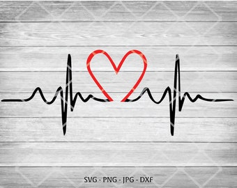 Heartbeat lijn SVG-bestanden | ECG EKG gesneden bestanden gezondheidszorg vectorbestanden verpleegkundige vector hartslag pulse clip art SVG verpleegkundige gesneden bestand voor Cricut