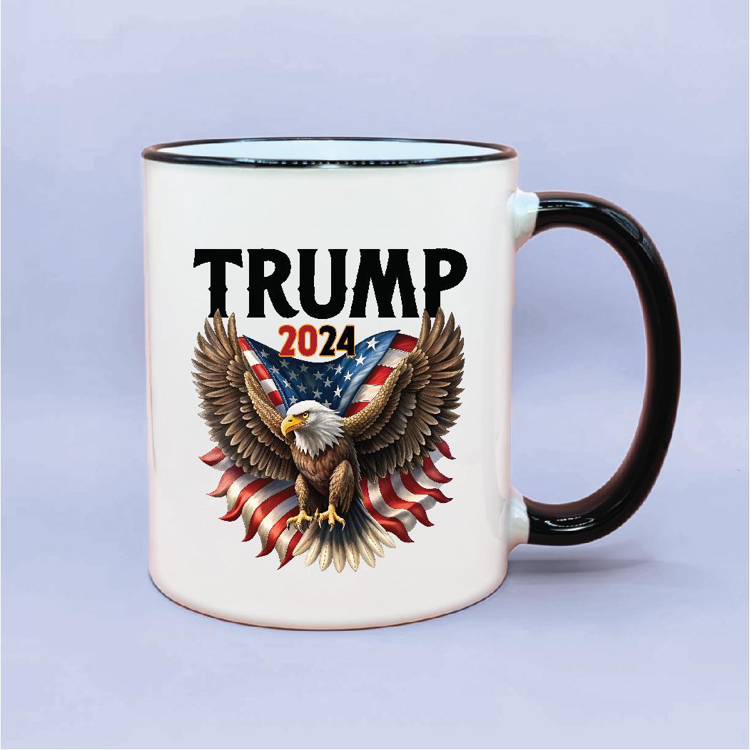 Trump 2024 President Eagle American Flag Coffee Mug, Patriotic Trump Vance 2024 Coffee Cup, Christmas Gift for Trump Supporter, Election