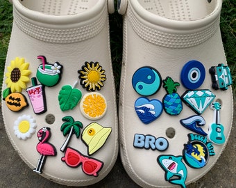 Croc Charms Shoe Clog Accessories Pin Badge Summer Spring Holiday Blue Yellow Sun Sea Wave Beach