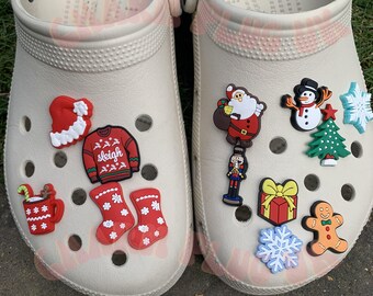 Christmas Croc Charms Clog Charm Shoe Pin Badge Xmas Charm Santa Christmas Tree Snow Snowflake Stockings Hat Present Snowman Hot Chocolate