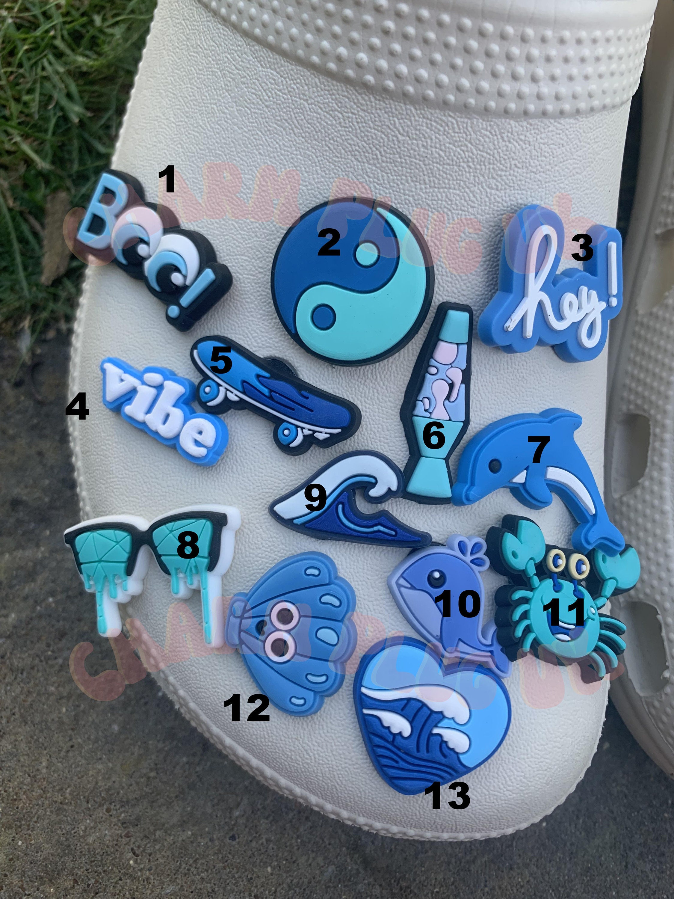 Croc Charm Pin Badge Cute 30 Designs Popular Phrases Flower Blue Themed  Charms Sea Butterfly Diamond Beach Earth Controller Coolcharmsuk 