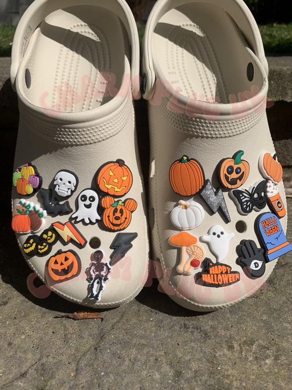 Halloween Clog Charms Shoe Clip Charm Shoe Pin Badge Ghost Pumpkin Skull Skeleton Tombstone Bat Lightning Spooky Scary Charms Jackolantern Etsy Ireland