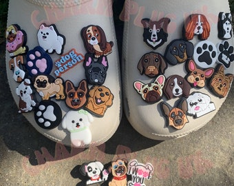 Perro Croc Encantos Zueco Encanto Zapato Pin Insignia Perros Encanto Frenchie Salchicha Perro Pomeranian Golden Retriever Alemán Shepard Collie Pug Poodle