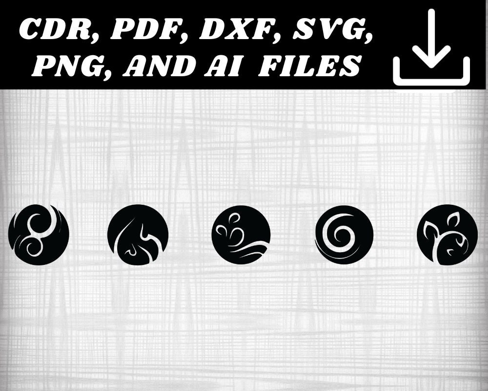 5 Elements Digital Vector Files cdr Pdf Dxf Svg Png Ai - Etsy