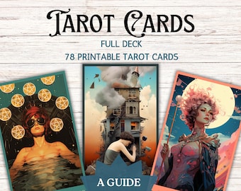Cyberpunk Tarot Card Deck | 78 Card Printable with Guidebook (Digital Download)