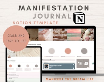 Manifestation Journal Notion Template | Digital Manifestation Workbook | All In One Life Planner | Aesthetic Digital Notion Planner