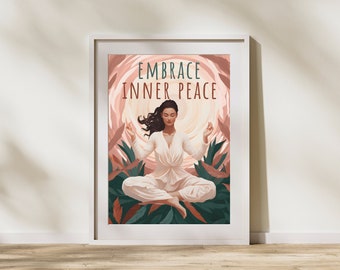 Inner Peace Print | Home Decor | Yoga Wall Art | Meditation Wall Art | Art Prints | Digital Print | Art Prints | Woman Art | Motivational