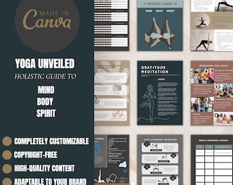Yoga Ebook, Holistic Mind Body Spirit Guide, Canva Templates (Digital Download)