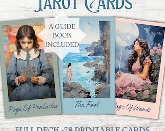 Watercolor Tarot Card Deck | 78 Cards, Guide Book (Digital Download)