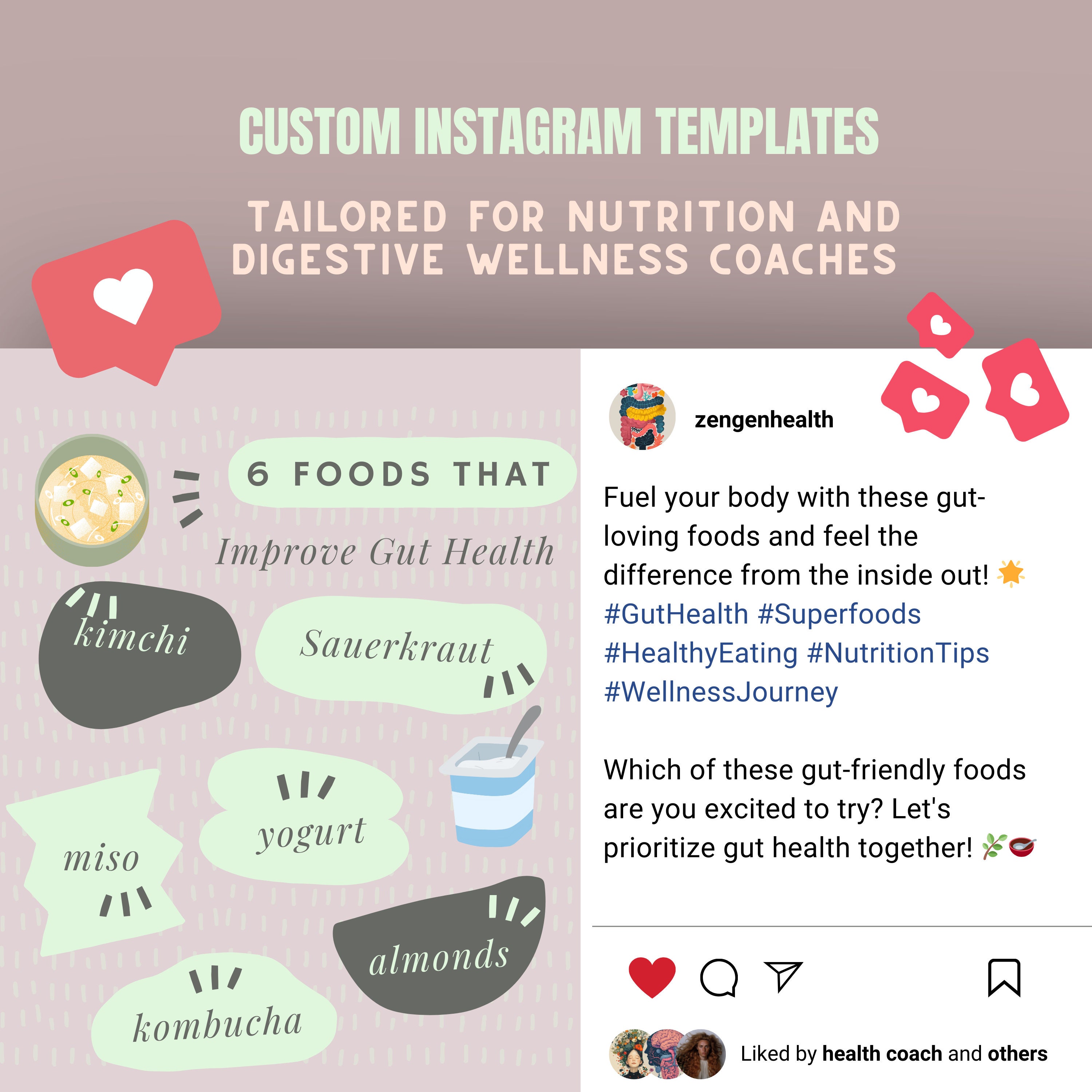 Nutrition Coach Instagram Template Canva Templates Health and Wellness ...
