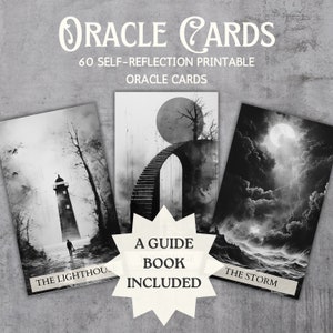 Oracle Deck / 66 Tarjetas de Oracle de autorreflexión imprimibles / Plantilla Canva / Descarga digital / Guía de tarjetas de Oracle / Regalo único