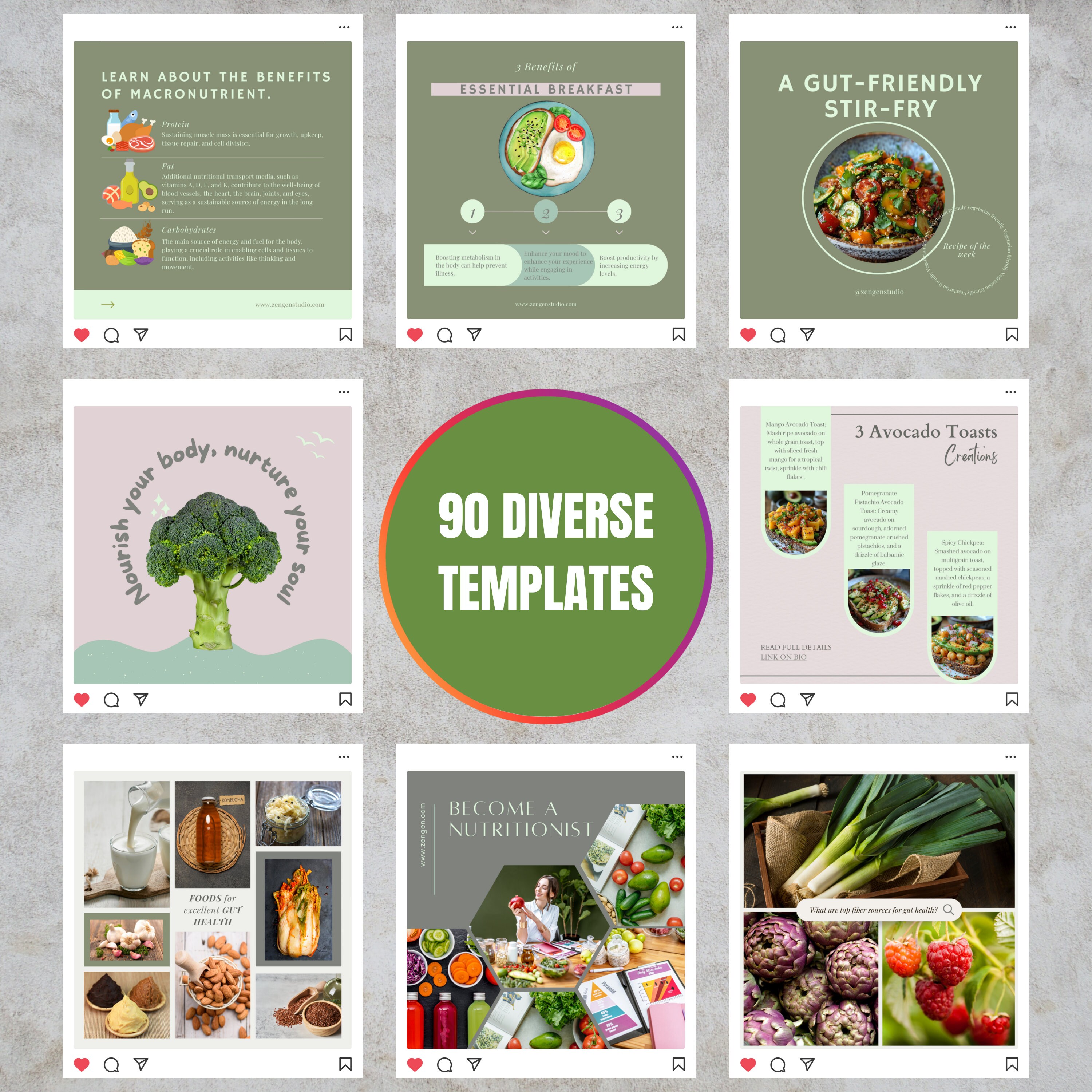 Nutrition Coach Instagram Template Canva Templates Health and Wellness ...