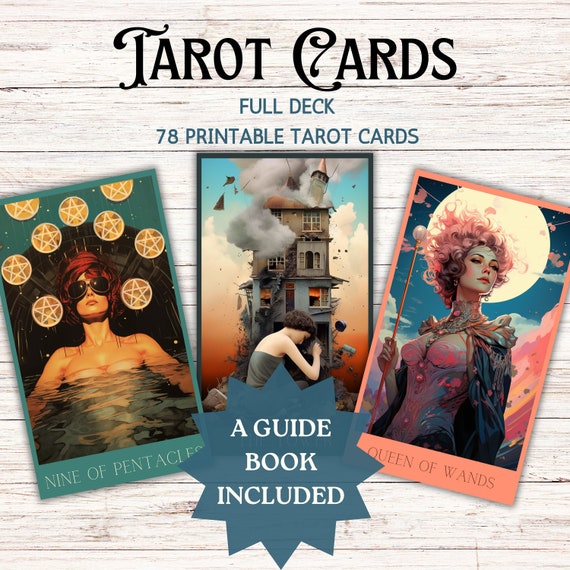 Cyberpunk Tarot Card Deck | 78 Card Printable with Guidebook (Digital Download)