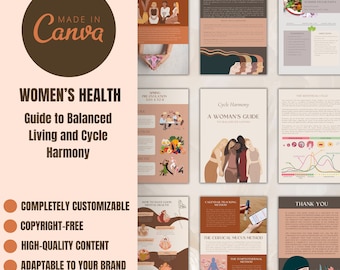 Modèle d'ebook modifiable Canva | Santé des femmes | Harmonie du cycle et équilibre hormonal, fertilité, nutrition, saisons intérieures | Téléchargement numérique