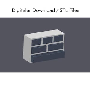 STL File / Digital Download Mini Chest of Drawers, Drawer Unit 1:12 for Dollhouses or Gnomes | Office Supplies for Dollhouses