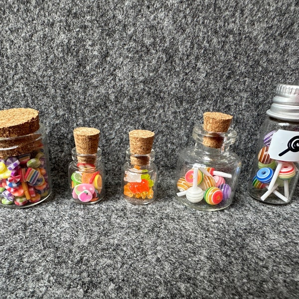 Phiolen gefüllt für den Wichtel oder das Puppenhaus | Mini Lollis | Mini Candy | Wichtelzubehör | Puppenhaus Zubehör