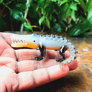 Murano Glass Crocodile Figurine Crocodile  Sculpture HandMade Crocodile Home Decor Crocodile Item Christmas Decor Crocodile Christmas Gift