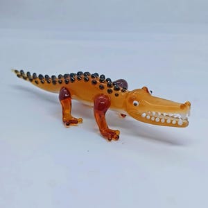 Murano Glass Crocodile Figurine Crocodile  Sculpture HandMade Crocodile Home Decor Crocodile Item Christmas Decor Crocodile Christmas Gift