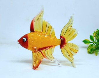 Murano Glass Fish Figurine, Blown Glass Art Sculpture