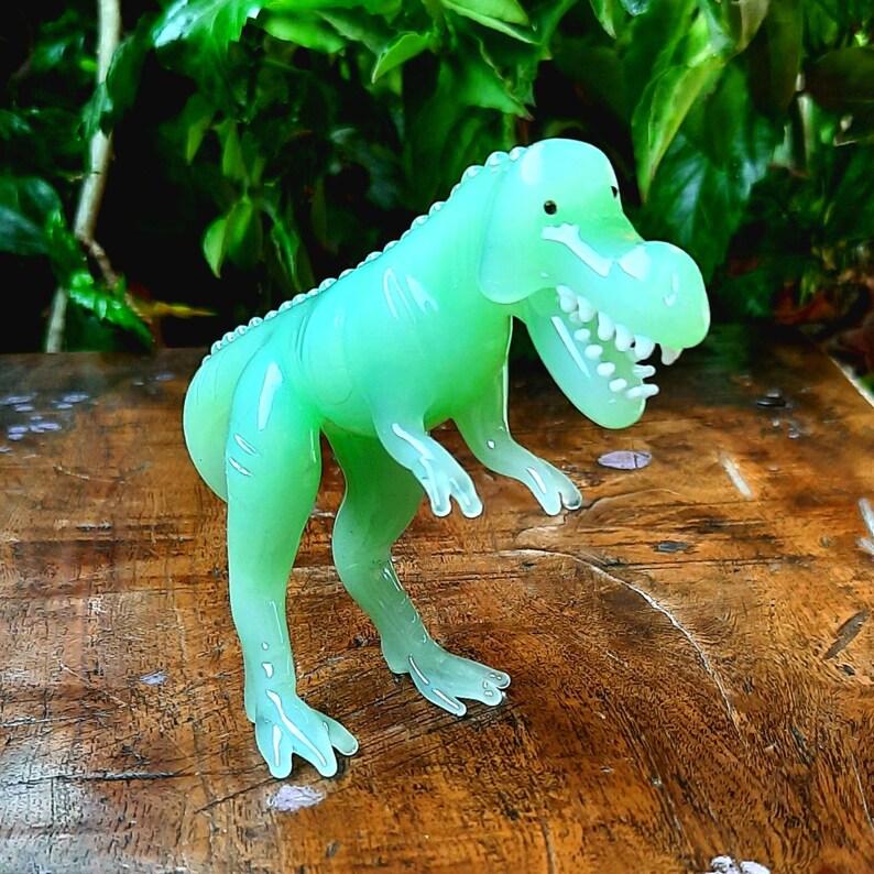 Handmade T Rex Daynasor Murano Glass Daynasor Figurine, Green Daynssor ...