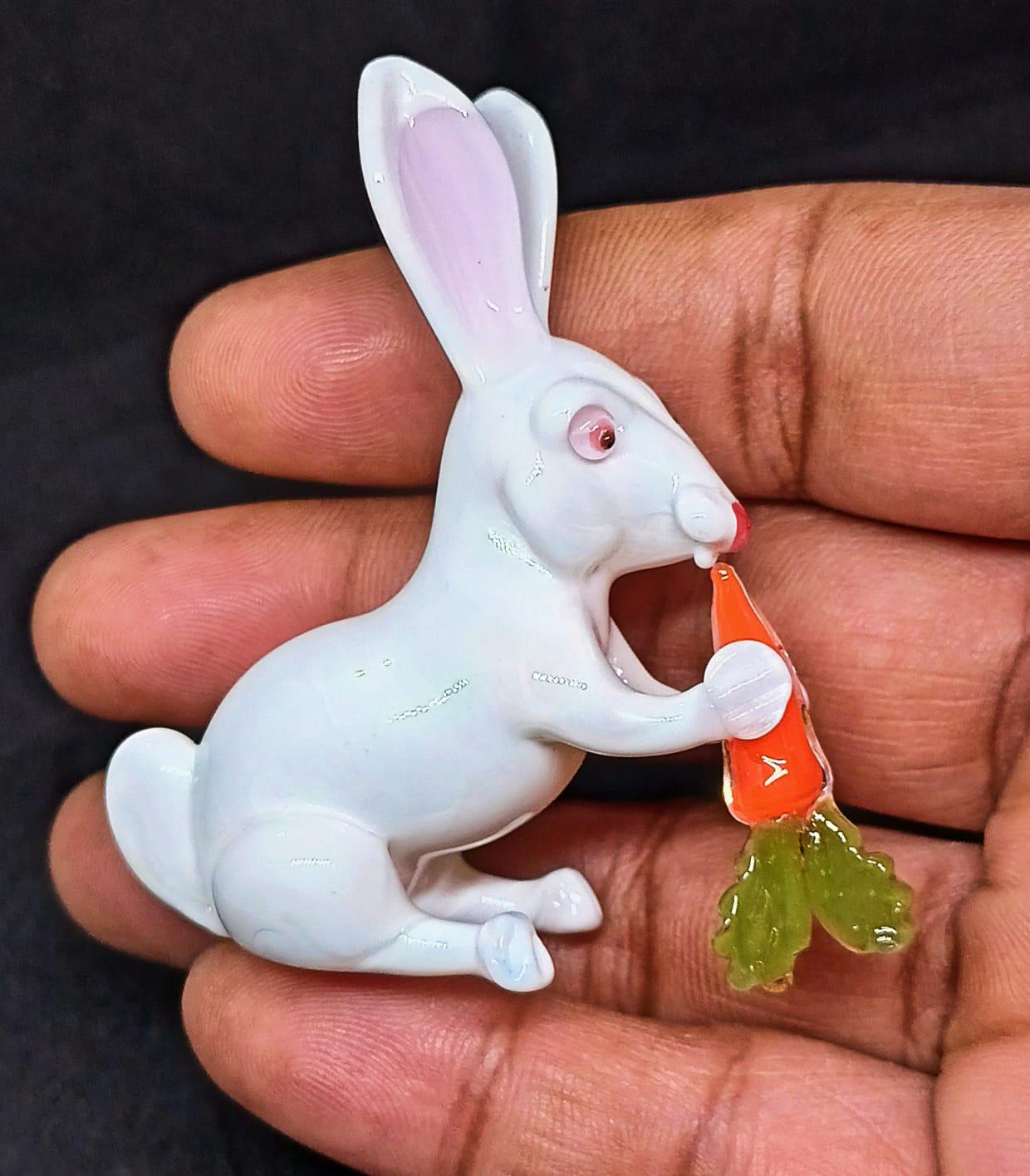 ムラーノガラス うさぎの置物 ムラーノガラスアート ウサギの置物 手作りガラス ウサギの彫刻