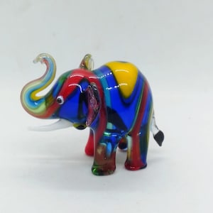 Murano Handmade Glass Art Multi Color Elephant For Home Ornaments