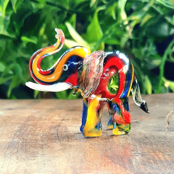 Murano Elephant Handmade Elephant Glass Art Multi Color Elephant