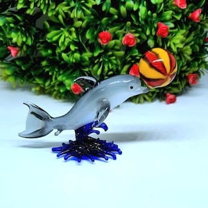 Murano Glass Art Dolphin Fish Sculpture Handmade Glass Dolphin Figurine Desktop Dolphin Accessories Aquarium Boll Dolphin Gifts