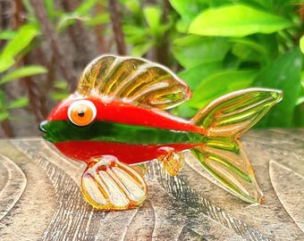 Handmade Murano Glass Fish Figurine, Orange Ocean Sculpture