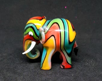 Figura de elefante de cristal de Murano, decoración multicolor hecha a mano