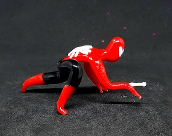 Figura de Spider-Man de cristal de Murano, escultura de Spider-Man hecha a mano, regalo de superhéroe, accesorios de escritorio de Spider-Man, decoración del hogar