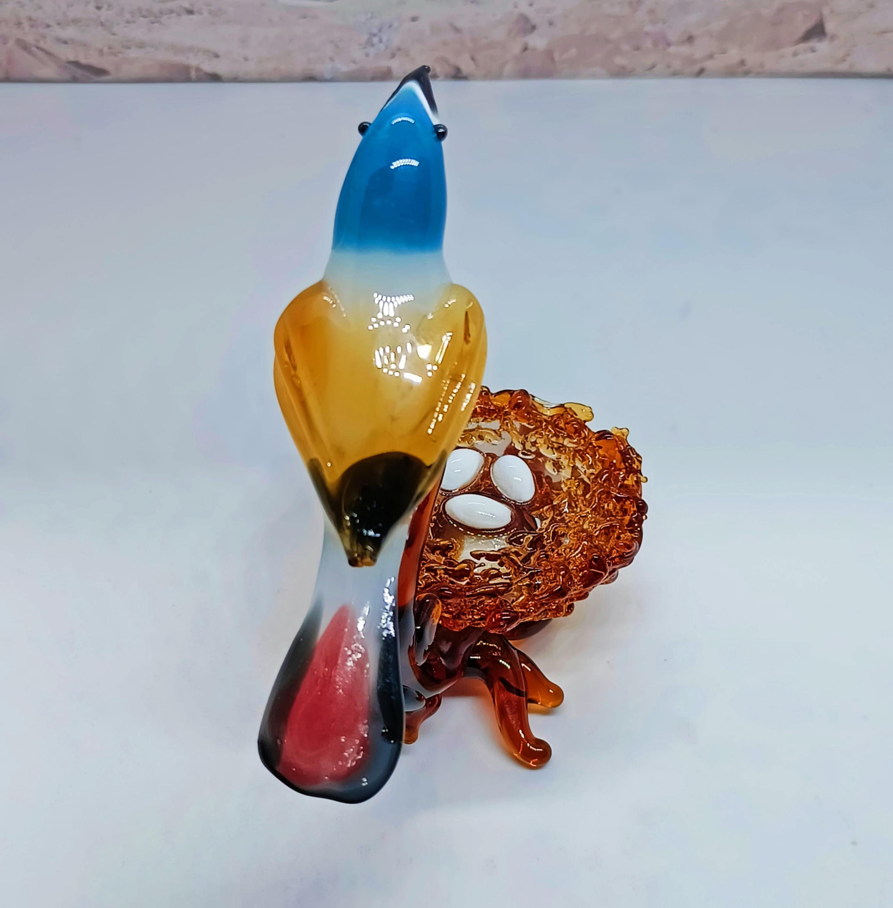 ムラーノガラスの鳥と巣、手作りの鳥の置物 - Etsy 日本