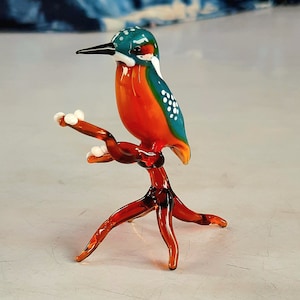 Murano Glass kingfisher Bird Handmade Kingfisher Bird HomeDecor Kingfisher Bird  Figurine Kingfisher Bird Sculpture Kingfisher  Bird Item