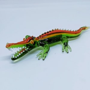 Murano Glass Crocodile Figurine Crocodile  Sculpture HandMade Crocodile Home Decor Crocodile Item Christmas Decor Crocodile Christmas Gift