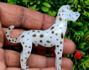 Handmade Murano Glass Dalmatian Dog Figurine, Desktop Sculpture