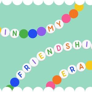 Tablón de anuncios con pulseras de la amistad / Decoración para el aula con impresión digital / Cuentas y letras de colores / Exhibición de manualidades DIY / Descarga instantánea