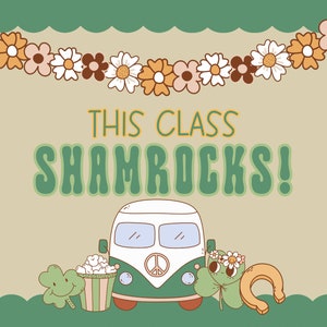 Shamrock Classroom, March Bulletin Board, Spring Bulletin Board, Lucky Decor, St. Patrick’s Day Decor, Green Bulletin Board, Digital Art