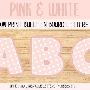 Pretty In Pink Pola Dot letters, pink bulletin board letters, bold pink font, printable font, cute bulletin board font, wall art