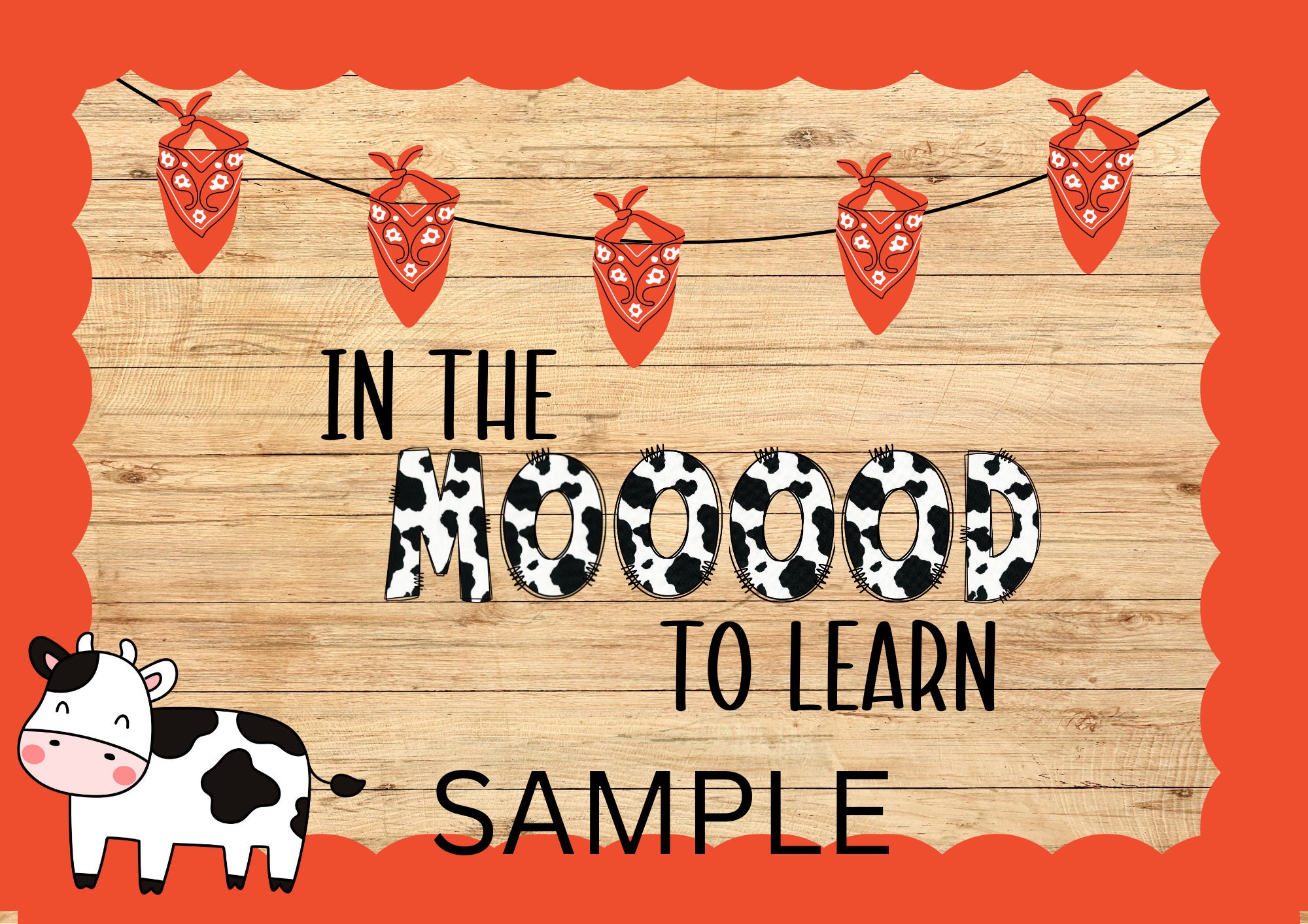 Cow Print Bulletin Board Letters, Farm Print Letters, Cow Classroom