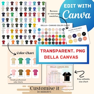 Carta de colores editables Canva Bella Canvas 3001, Archivos transparentes PNG, Bella + Canvas editable, Bella Canvas 3001, Plantilla Canva de carta de colores