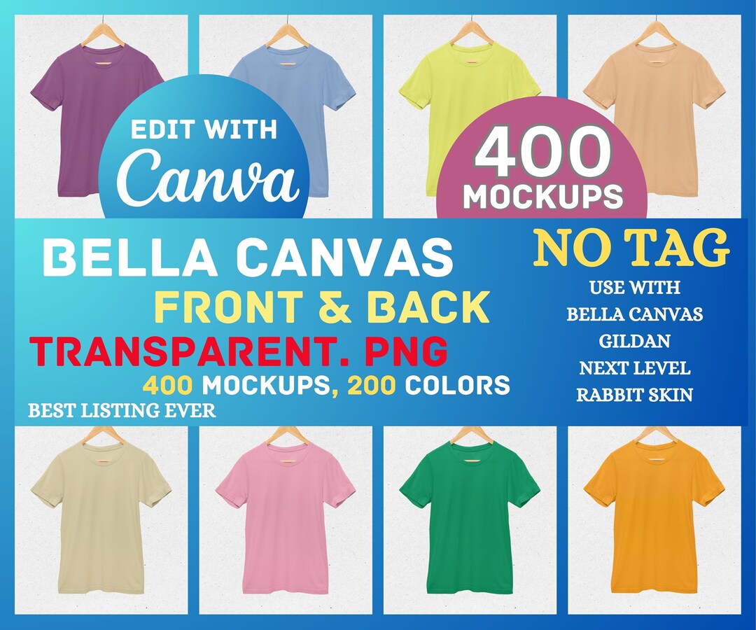 Canva Editable Color Chart, Bella Canvas Mockup, 200 Colors (PNG) - Etsy