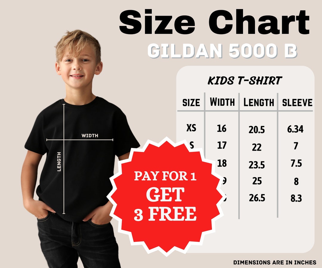 Gildan 5000B Youth Size Chart, Gildan 5000B Size Chart, 5000B Size ...