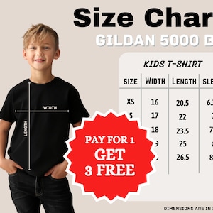 Gildan 5000B Youth Size Chart, Gildan 5000B Size Chart, 5000B Size Chart for Kids, Gildan 5000 size chart, 5000b size chart