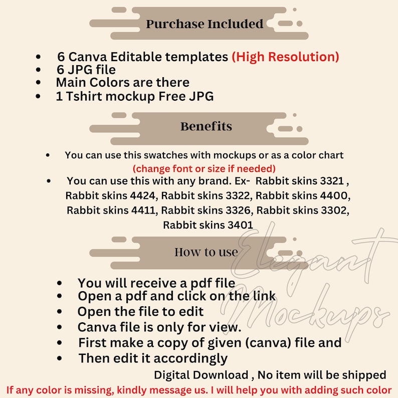 Canva Editable Rabbit Skins Color Chart (digital Download) - Etsy