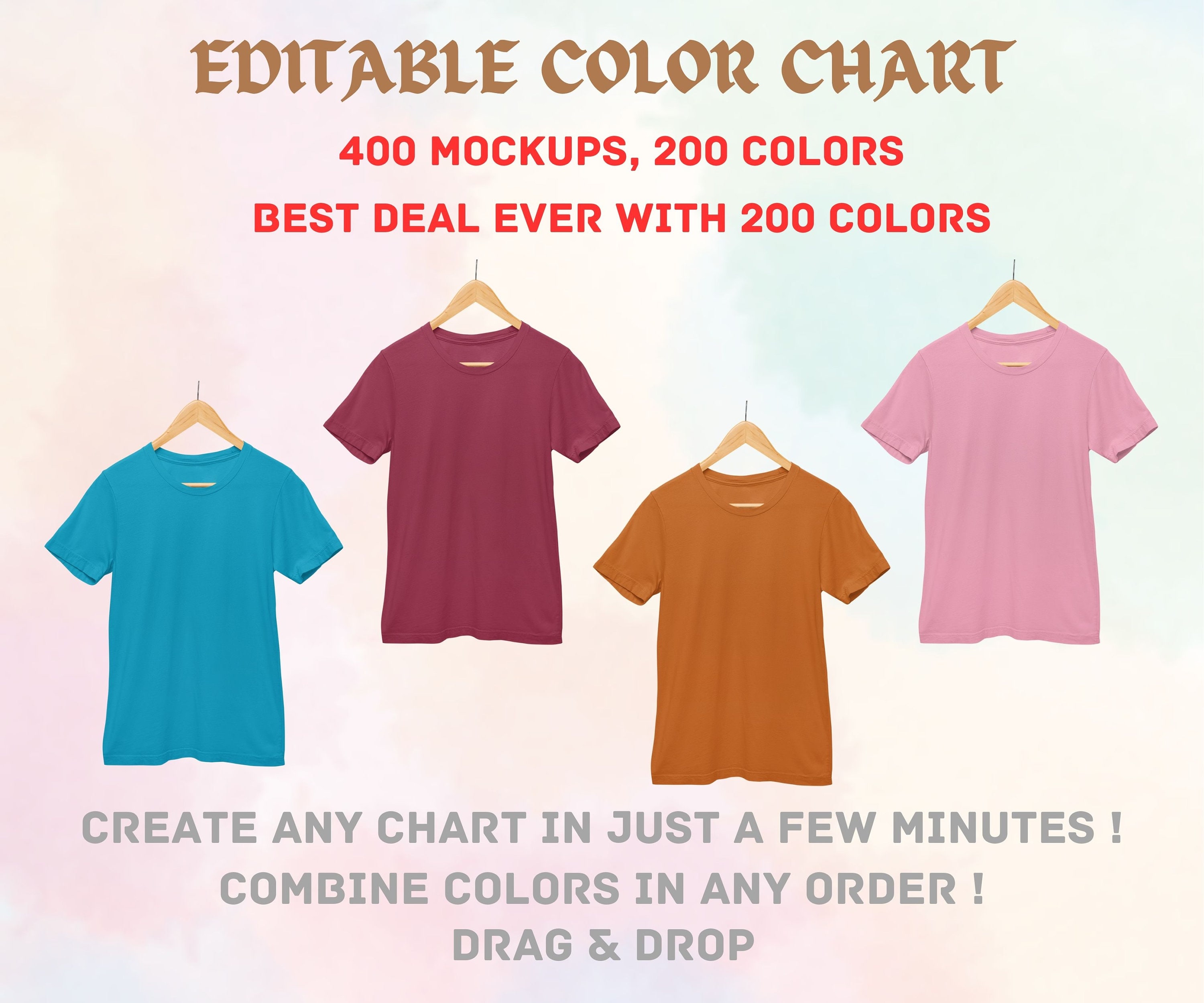 Editable Color Chart Bella Canvas , PNG Transparent File, Editable ...