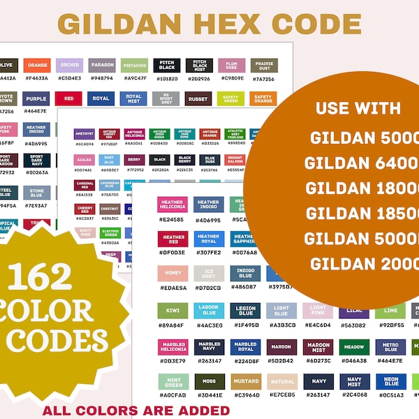 Gildan 18000 color chart 2024 etsy