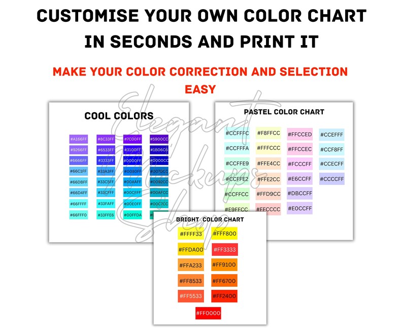 Hex Code HEX Code Color Chart Printable Etsy Australia